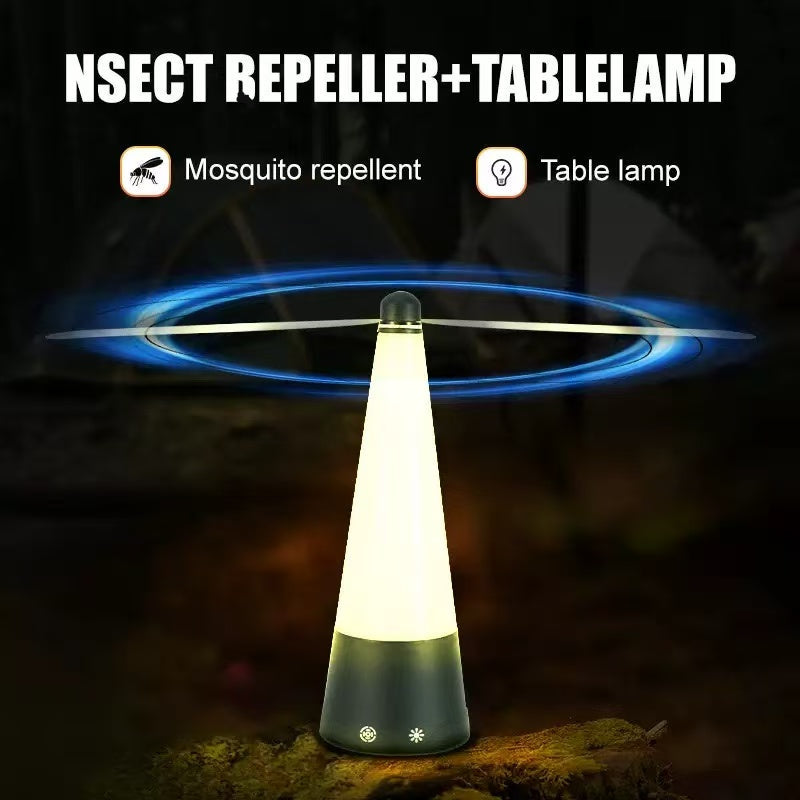 Fly Repellent Fan Light LED Table Lamp with Soft Blades for Indoor Outdoor Use