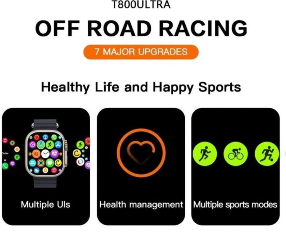 Ultra 1.99 inch Ocean Silicone Band Smart Watch Support Heart Rate