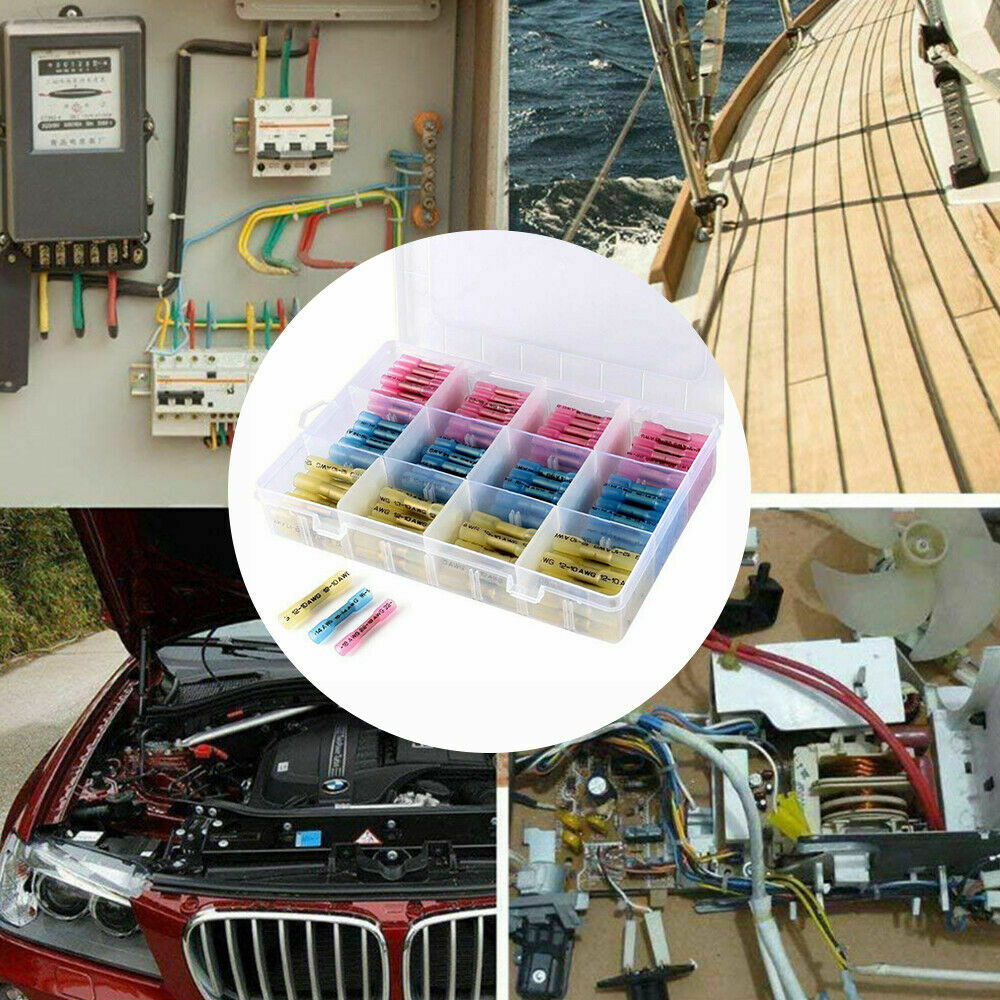 200PCS Waterproof Heat Shrink Seal Sleeve Butt Wire Connectors Crimp Terminals