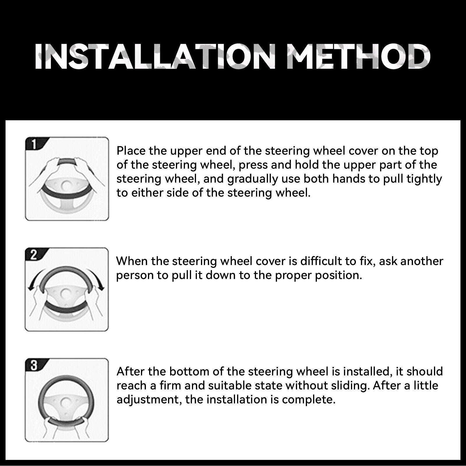 Universal Black Car Steering Wheel Cover Anti Slip PU Leather Comfortable 38cm