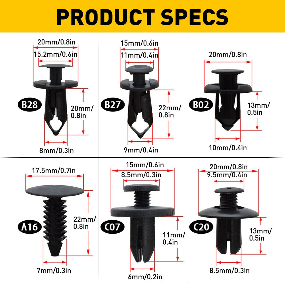 190x Set Of U Nuts - Bolt Speed Clips Panel Trim Automotive Nut Screws Fastener