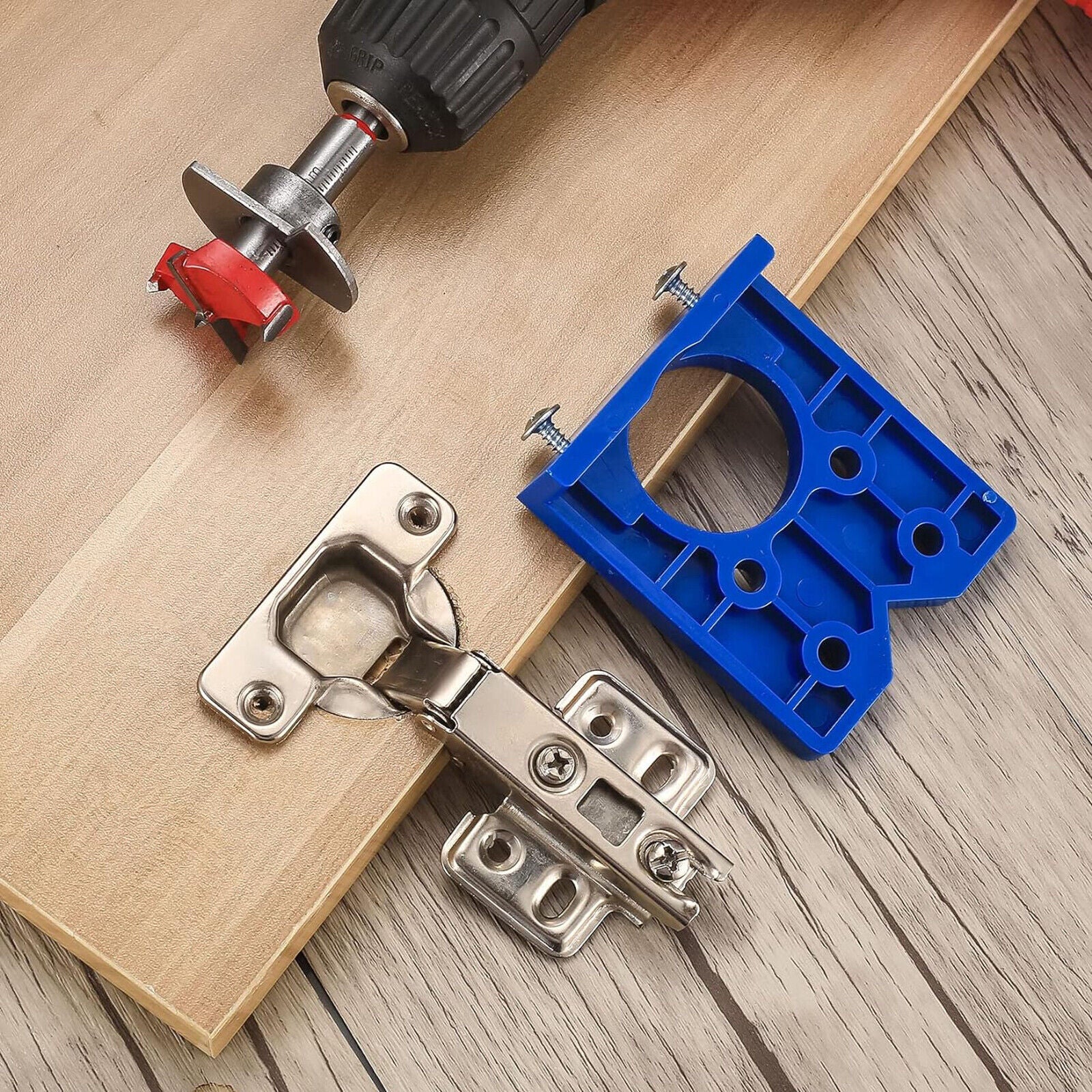 35mm Concealed Hinge Hole Jig Kitchen Cabinet Doors With Drill Bit Tool Set