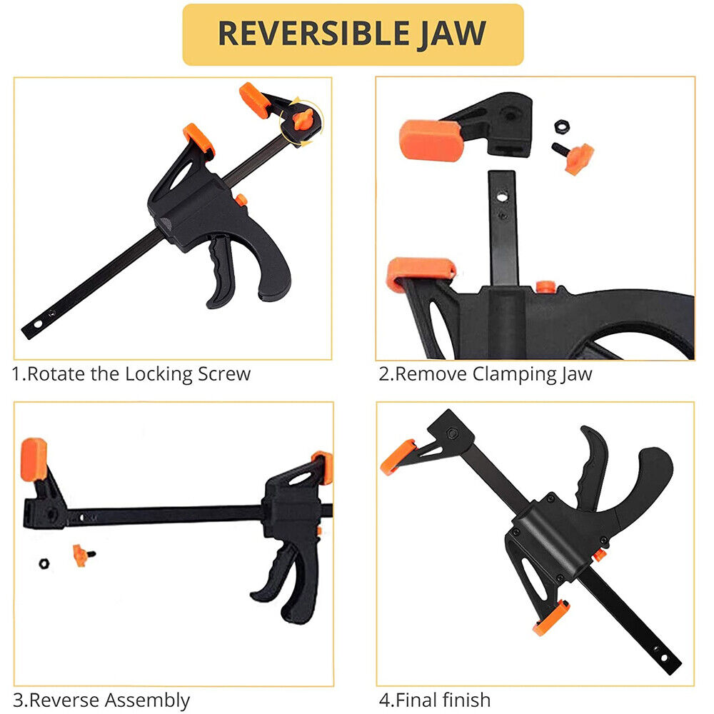 2PC 4" Quick Woodworking Clip Bar Clamp F-tyle Grip Quick Ratchet Release Squeeze Tools