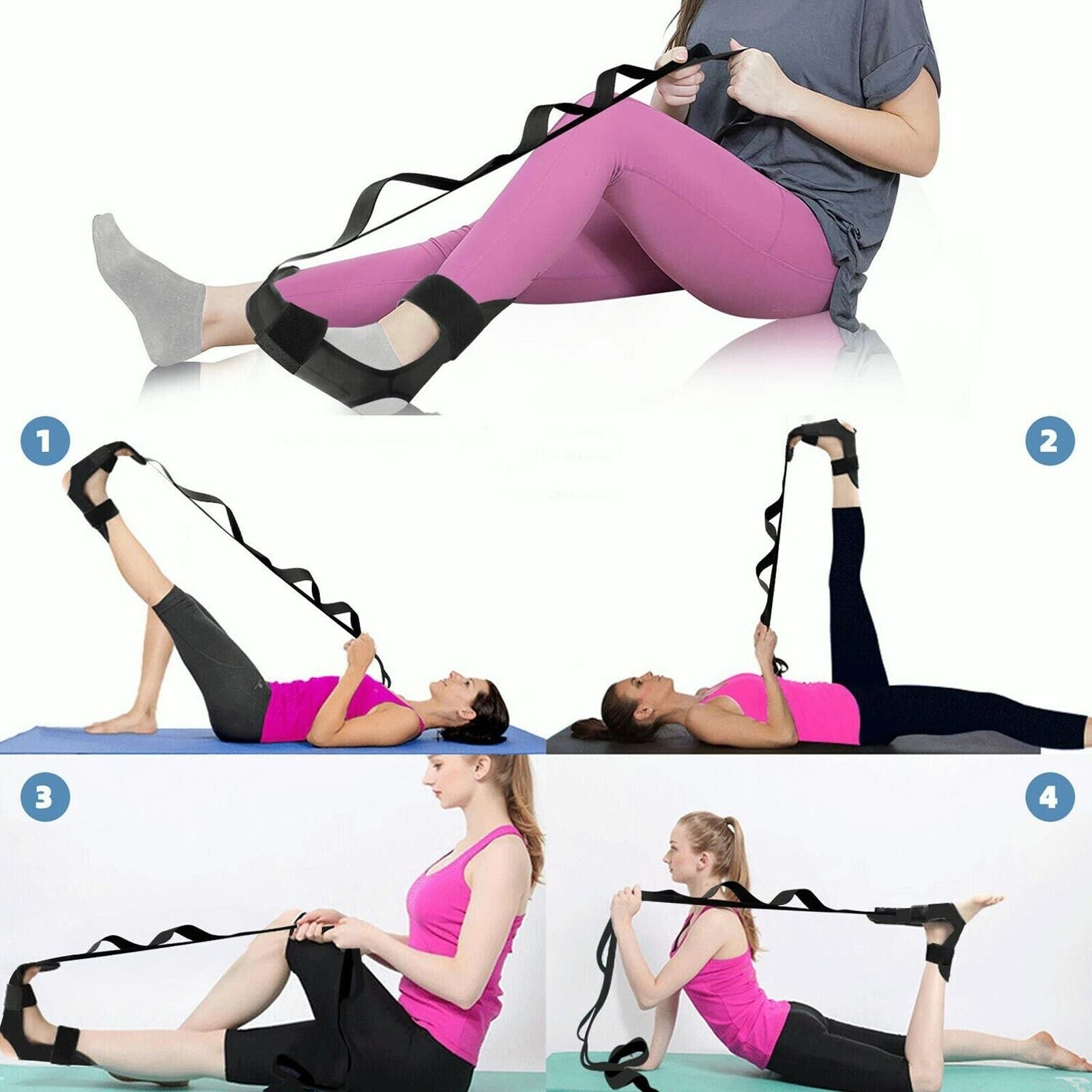 Yoga Flexibility Stretch Band Leg Fascia Stretcher Strap Ballet Training Belt