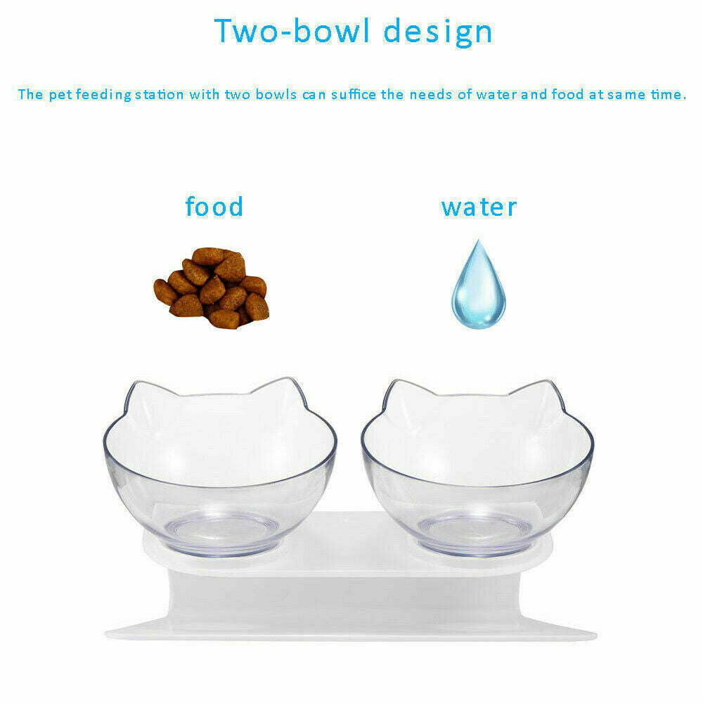 Double Elevated Stand Bowls Pet Bowl Feeder
