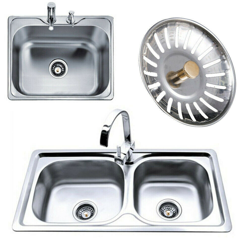Free shipping-2PCS 8CM Stainless Steel Kitchen Sink Strainer Waste Plug Filter Drain Stopper