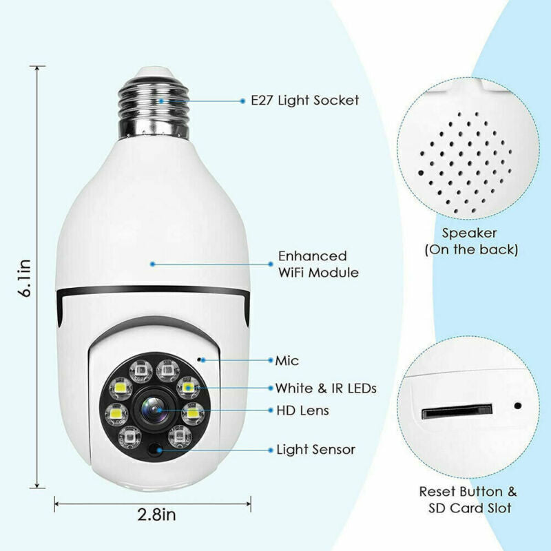 Full HD Camera E27 Bulb Home Security 1080P Wireless Wifi IP Lamp Light Camera