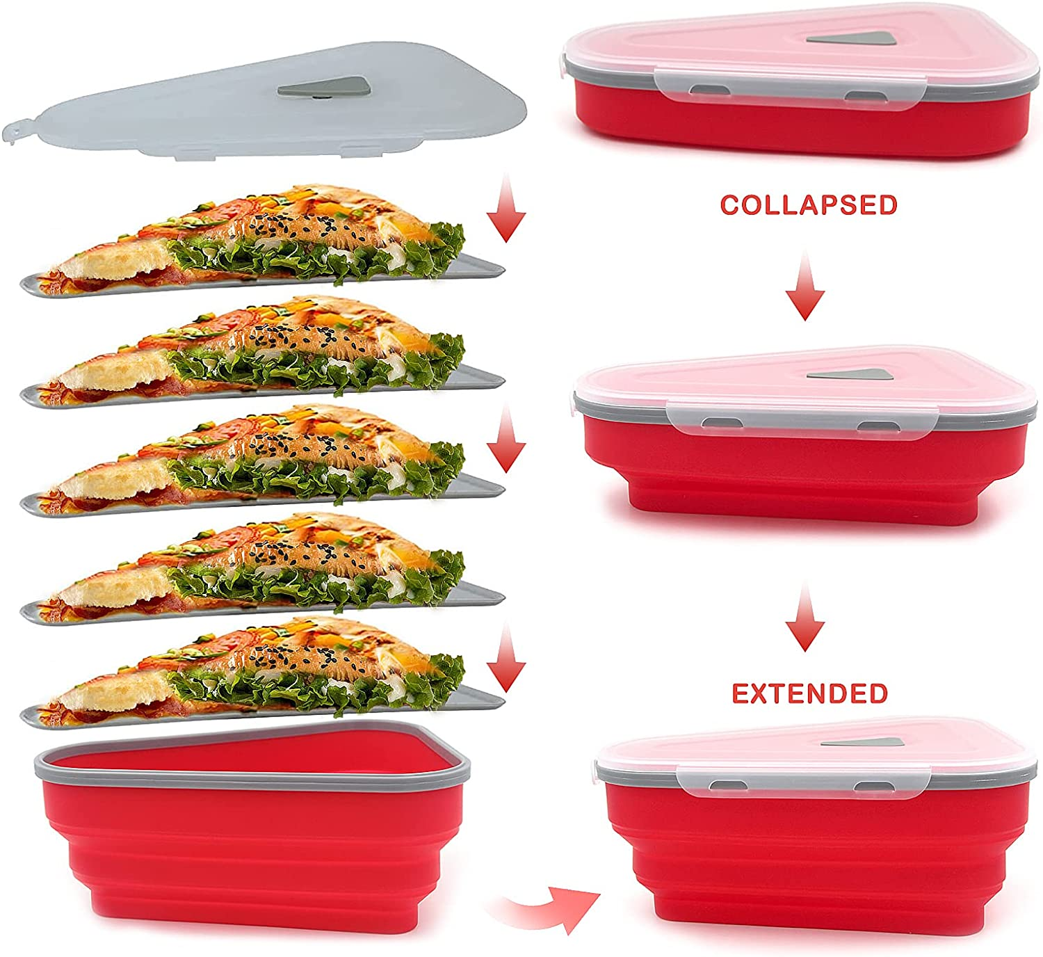Reusable Silicone Pizza Box Collapsible Triangular Pizza Storage Container