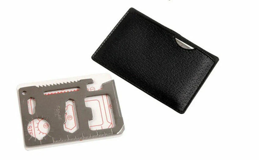 Credit Card 11-in-1 Survival Pocket Tool, Multi Function Portable Outdoor