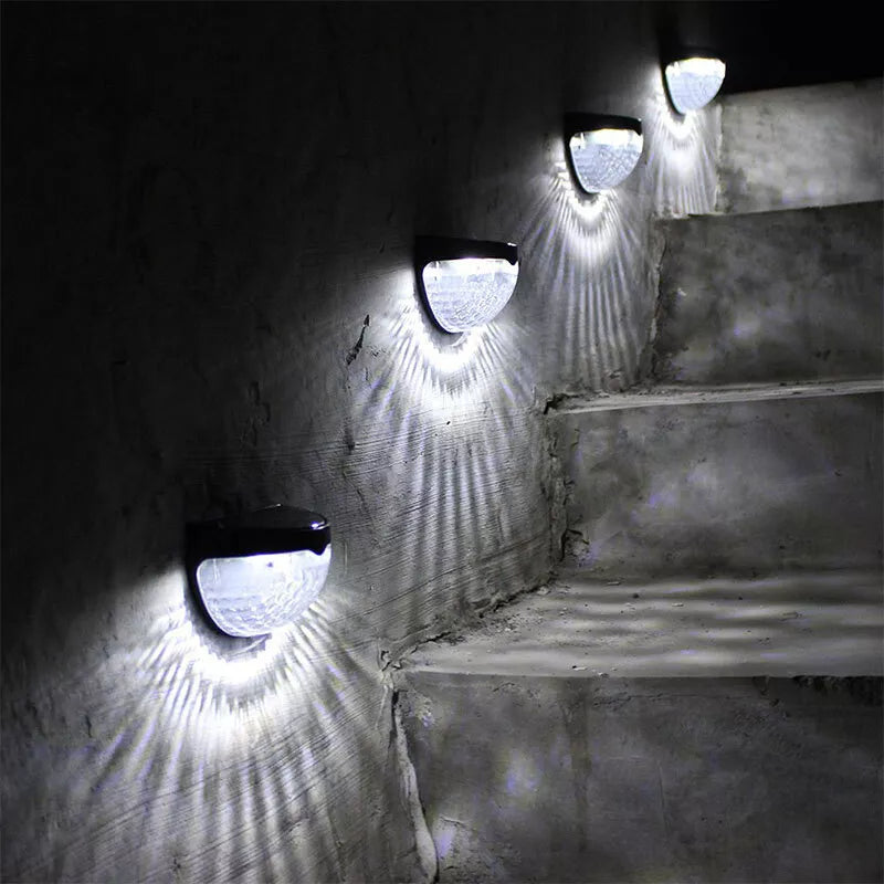 2pcs Solar Fence Lights Outdoor Wall Lights Deck Step Stair Lights Waterproof Garden