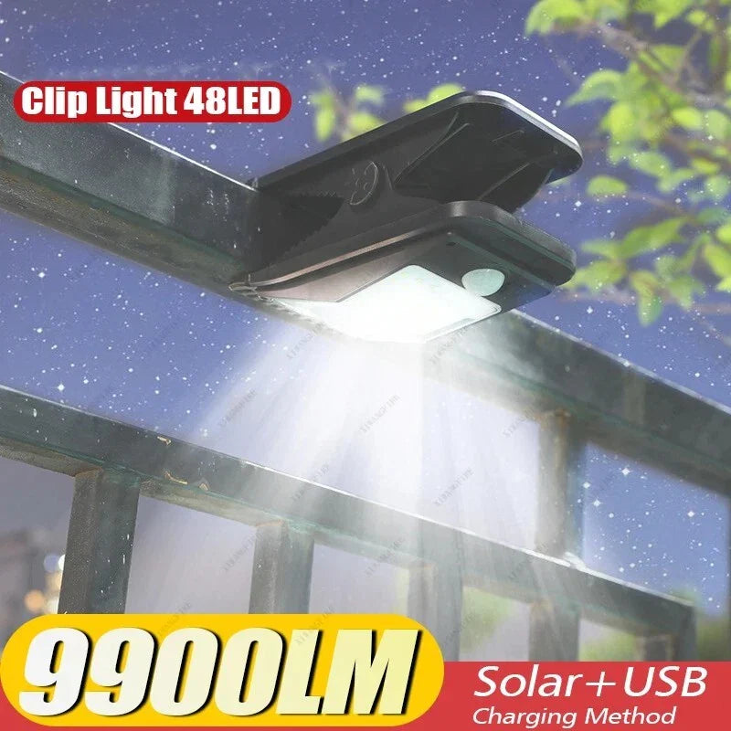 Solar Clip Light Outdoor Portable Waterproof Body Sensor Lamp Garden Lamp