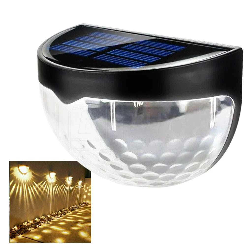 2pcs Solar Fence Lights Outdoor Wall Lights Deck Step Stair Lights Waterproof Garden