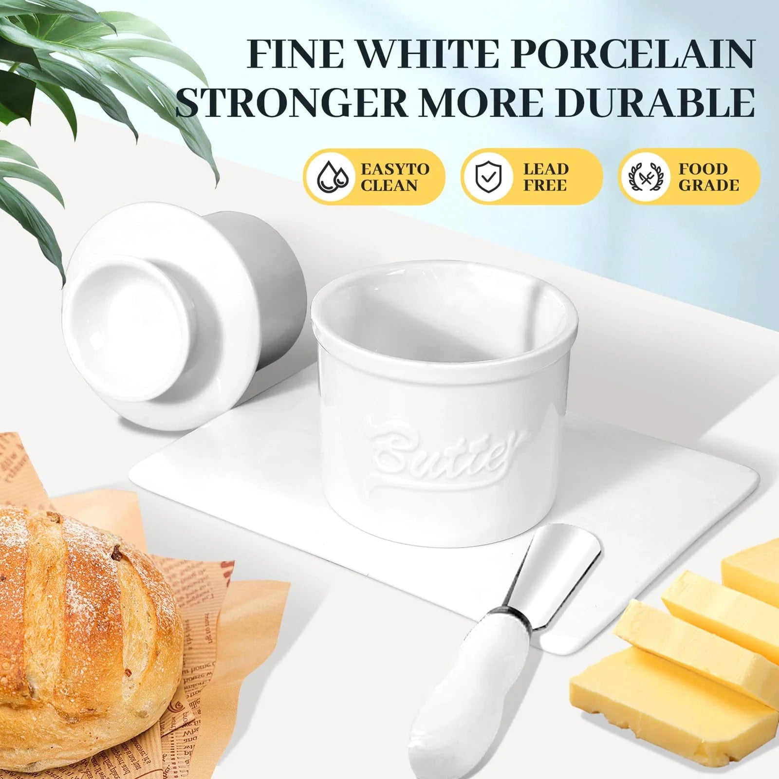 Butter-Bell Crock with Lid French Butter Keeper Ceramic Butter Dish Holder