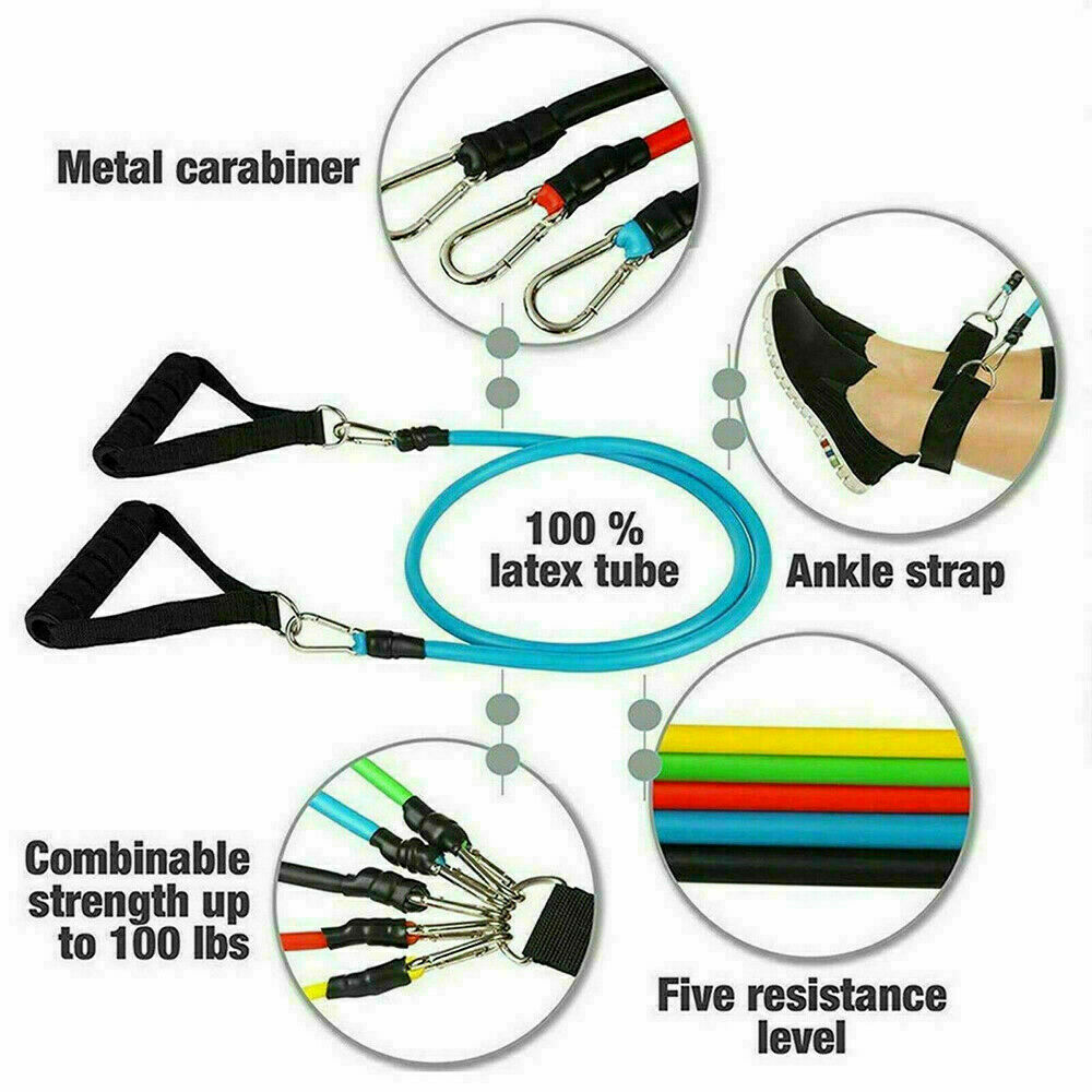 11PCS Latex Elastic Yoga Strap Resistance Bands