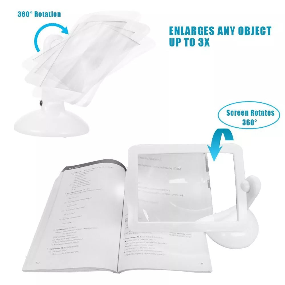 360° Brighter Viewer LED Screen Magnifier Vertical Magnifier Reading