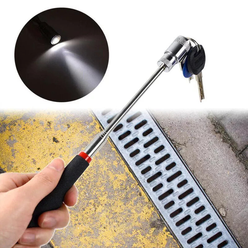 Magnetic Pick Up Tool 79CM Extendable Telescopic LED Torch Magnet Rod