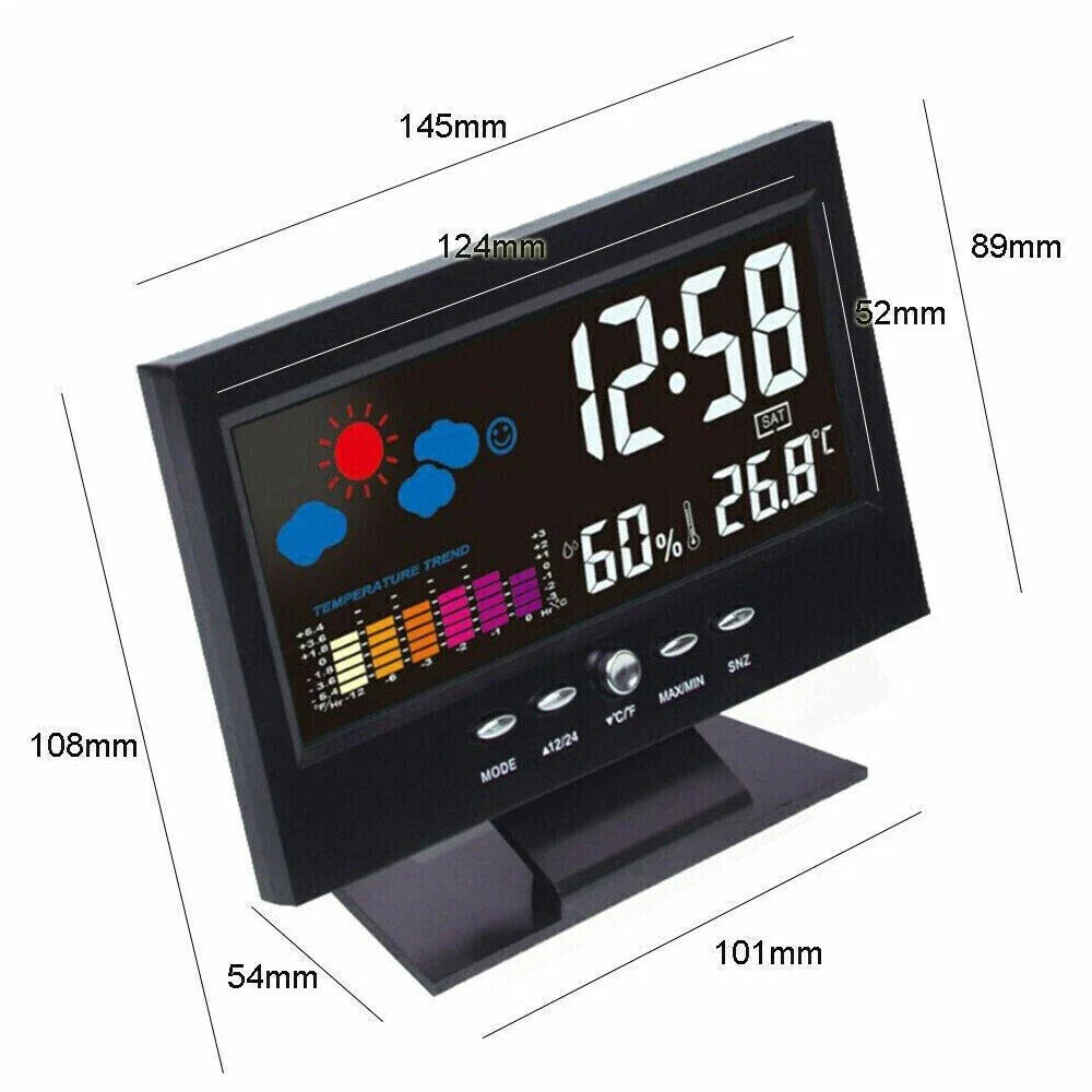 Color Screen Digital Backlight Snooze Alarm Clock Weather Date Hour Humidity