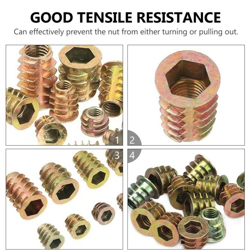 230pcs Threaded Inserts Nuts Wood Insert Assortment Tool Kit M4-M10 Furniture