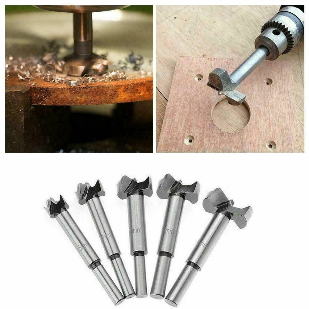 5pcs Forstner Woodworking Drill Bit Set 15-35mm Boring Hole Saw Cutter Wood Tools