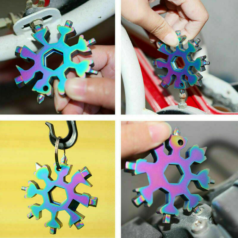 18 in 1 Stainless Multi-tool Snowflake Keychain Screwdrive
