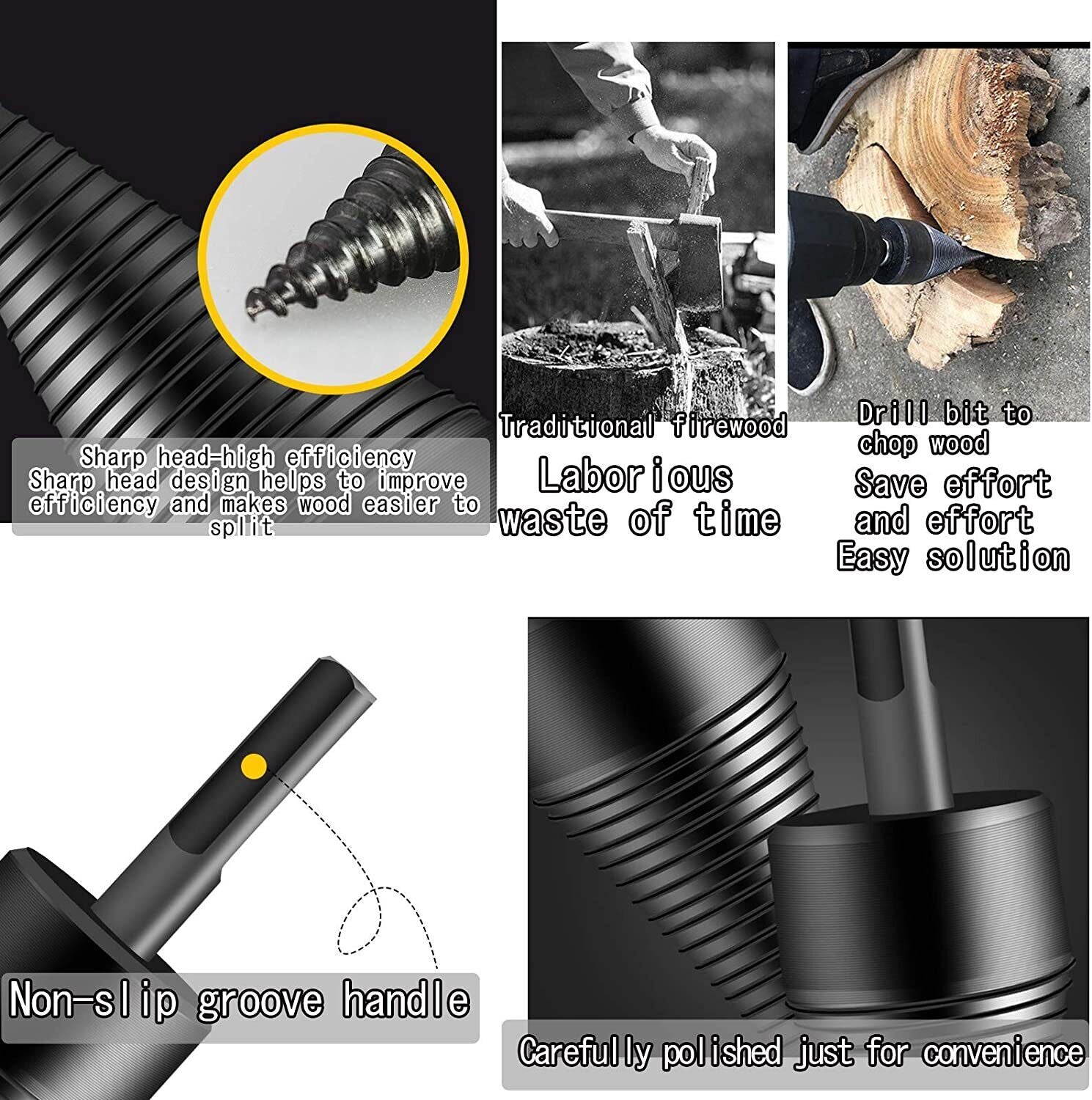 32mm High Speed Twist Firewood Drill Bit Wood Splitter Screw Splitting Cone Driver