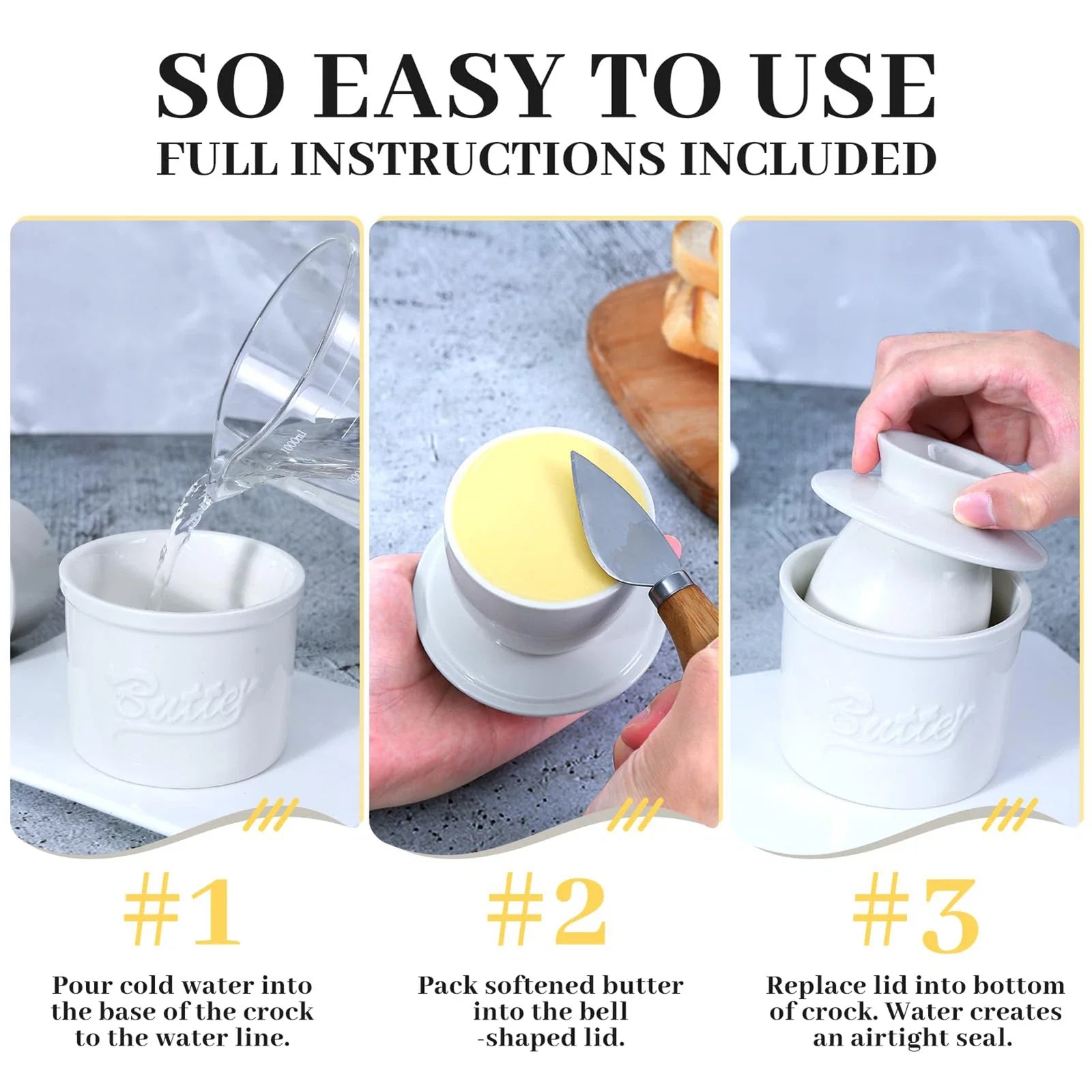 Butter-Bell Crock with Lid French Butter Keeper Ceramic Butter Dish Holder