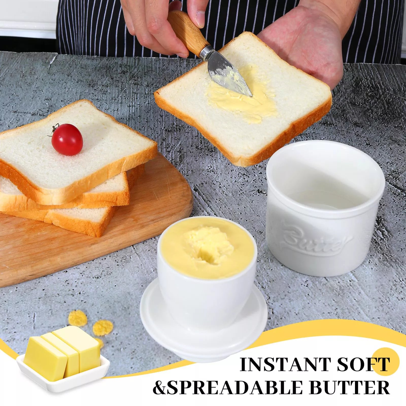Butter-Bell Crock with Lid French Butter Keeper Ceramic Butter Dish Holder