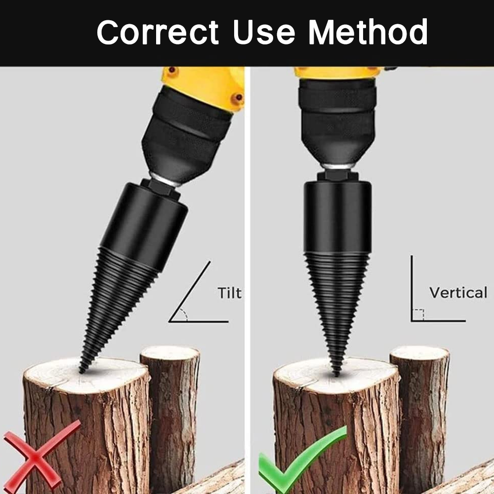 32mm High Speed Twist Firewood Drill Bit Wood Splitter Screw Splitting Cone Driver