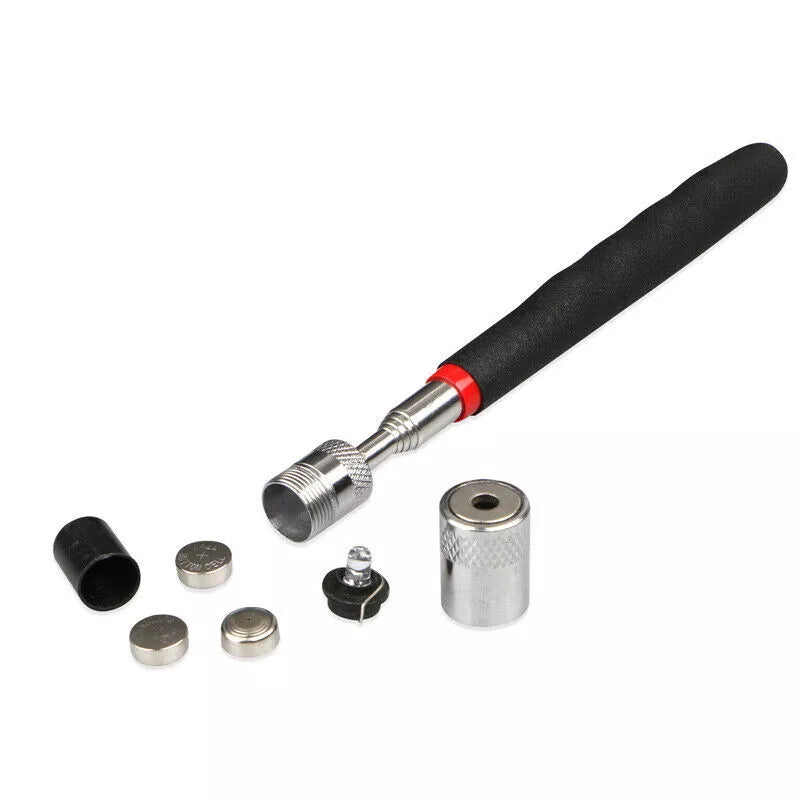 Magnetic Pick Up Tool 79CM Extendable Telescopic LED Torch Magnet Rod
