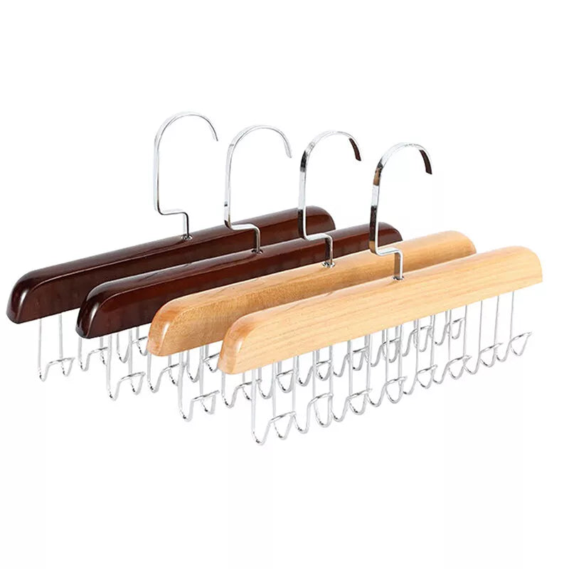 Wood Belt Camisole Clothes Hanger 8 Hooks Tie Hats Organizer Rack Storage