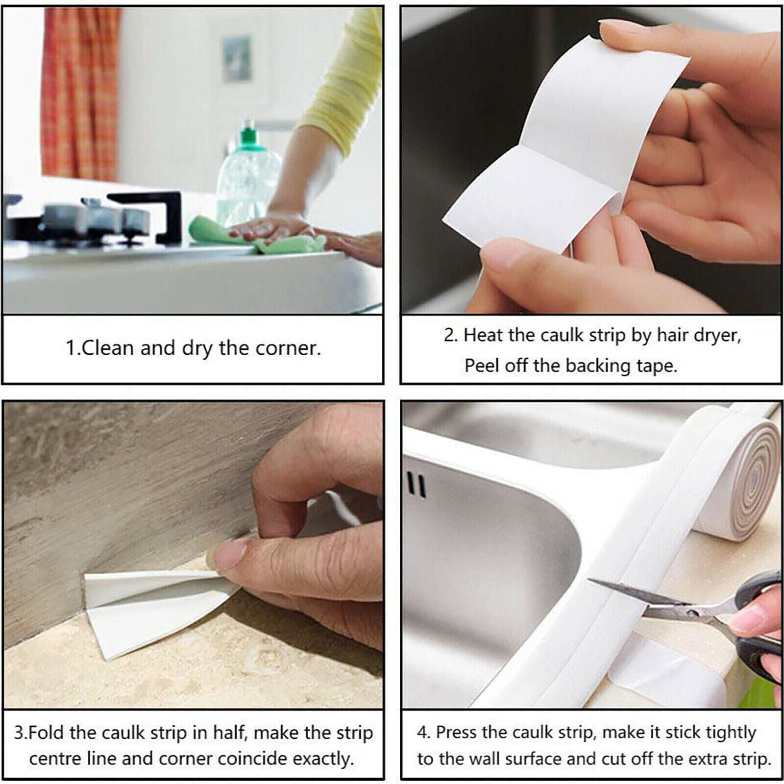 38MM*3.2M Kitchen Corner Sealant Tape Roll Waterproof Adhesive Sink Stove Gap Sticker Tool