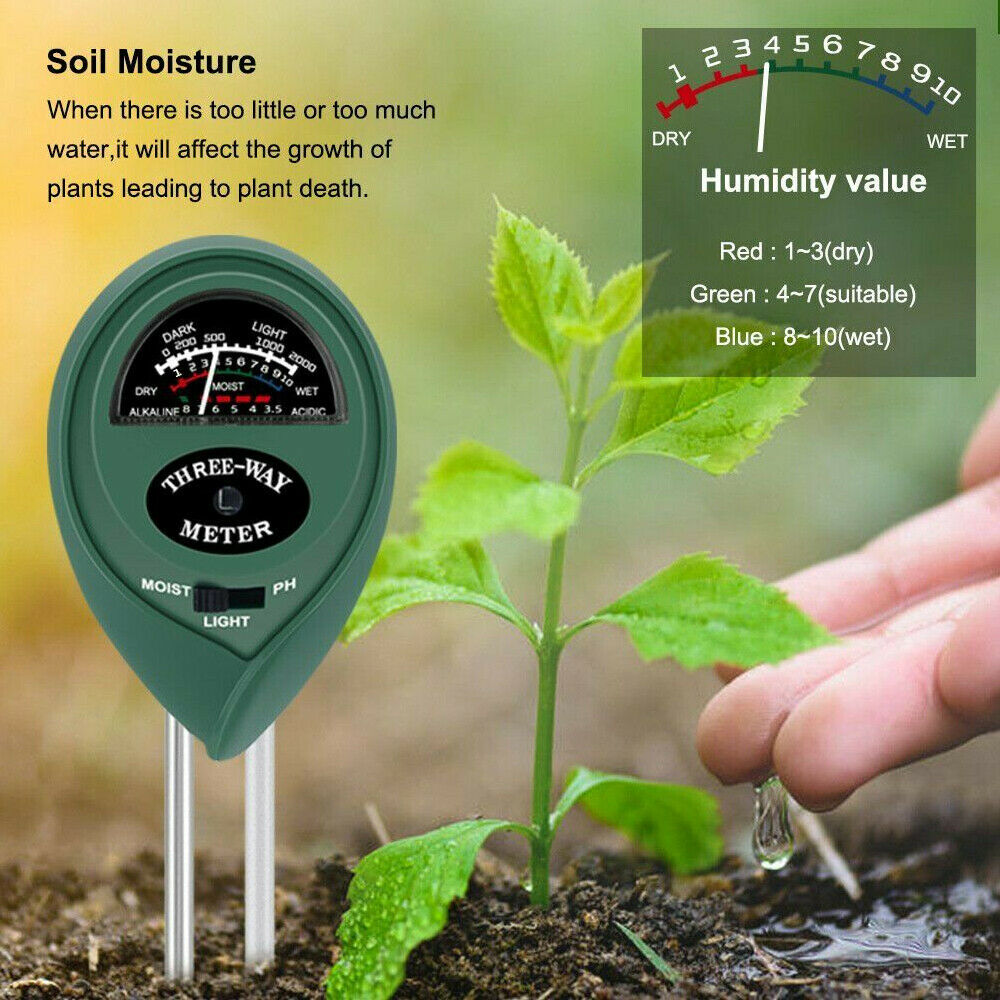 3 in 1 Soil PH Tester Water Moisture Test Meter Kit For Garden