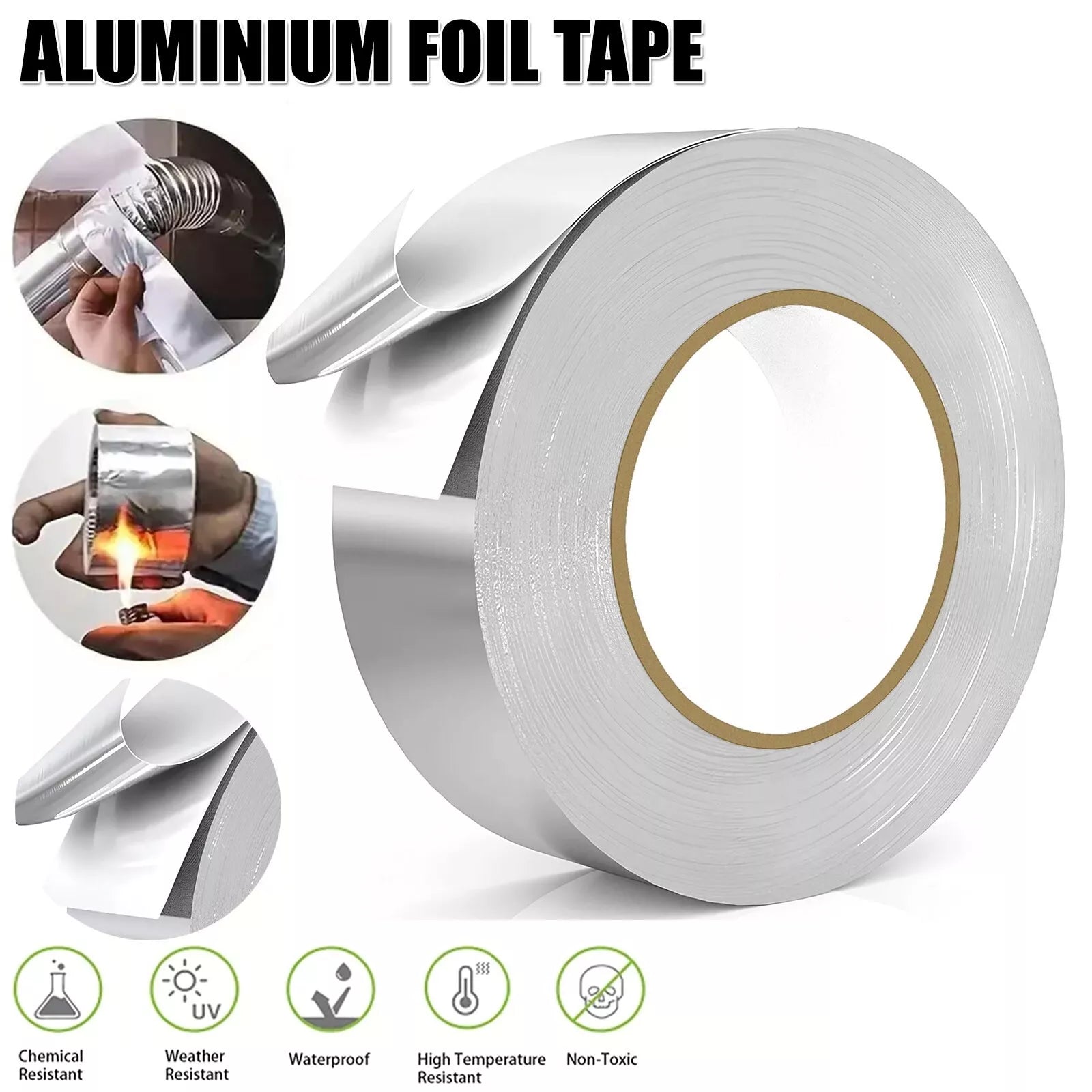 5CM x 10/20M Waterproof Tape Butyl Rubber Aluminium Foil Roof Pipe Caravan Repair Flashing