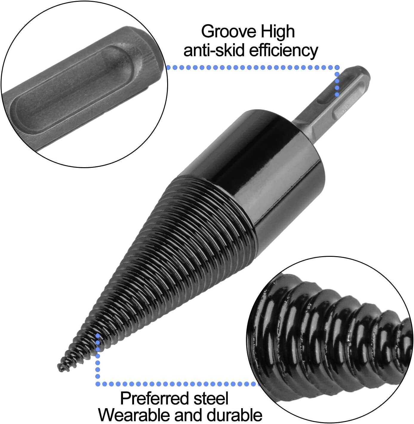 32mm High Speed Twist Firewood Drill Bit Wood Splitter Screw Splitting Cone Driver
