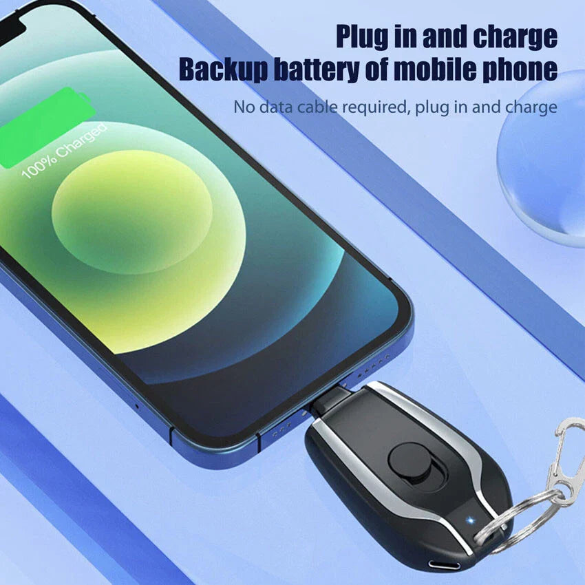 Keychain Portable Mini Power Bank Emergency Pod Charger For Phone 1500mAh