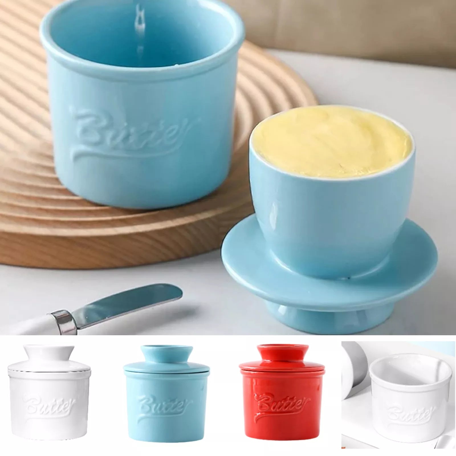 Butter-Bell Crock with Lid French Butter Keeper Ceramic Butter Dish Holder
