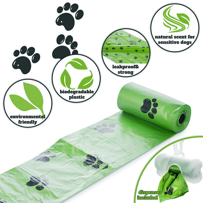 8 Rolls Biodegradable Compostable Dog Poop Bag Thick Plant Based Leak Proof Pet Waste Bag
