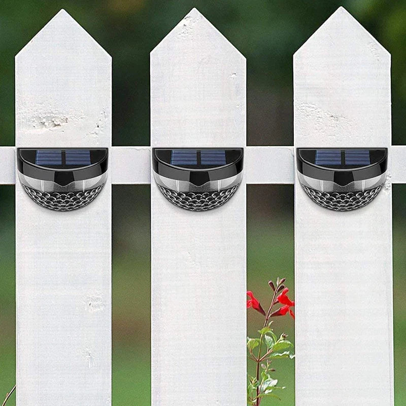 2pcs Solar Fence Lights Outdoor Wall Lights Deck Step Stair Lights Waterproof Garden