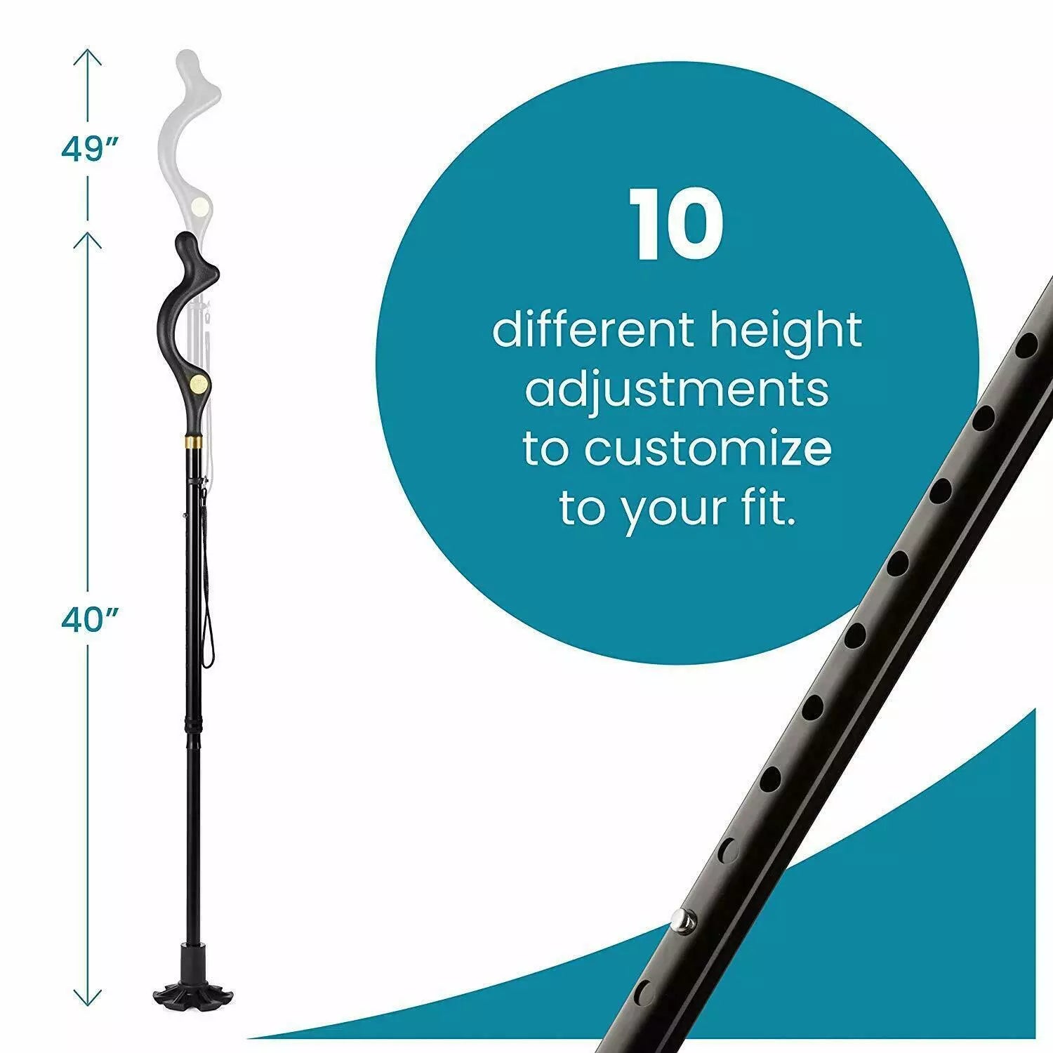 Walking Stick Foldable Posture Straight Cane Travel Adjustable Height