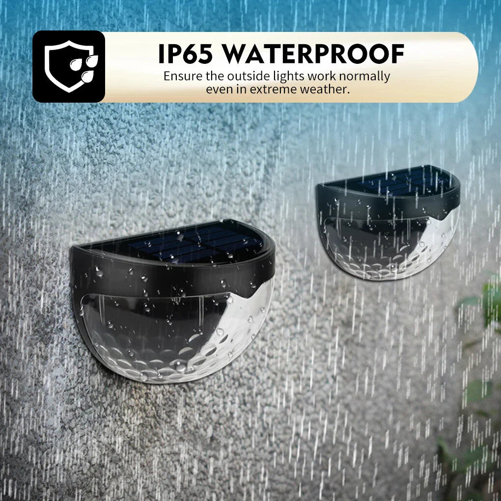 2pcs Solar Fence Lights Outdoor Wall Lights Deck Step Stair Lights Waterproof Garden