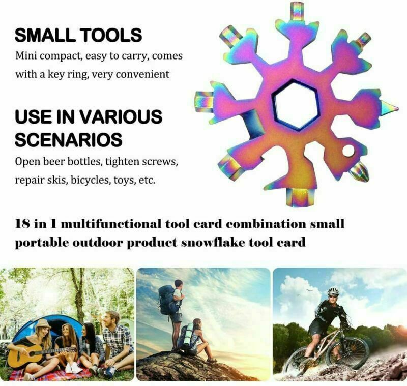 18 in 1 Stainless Multi-tool Snowflake Keychain Screwdrive