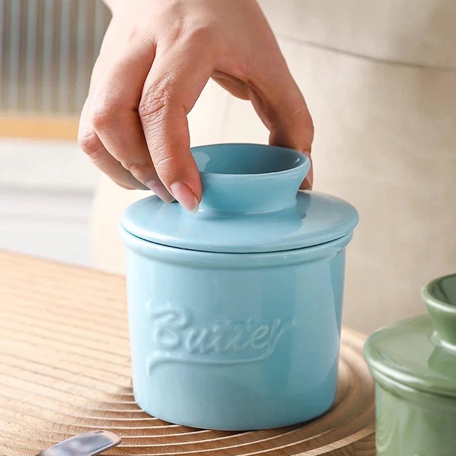 Butter-Bell Crock with Lid French Butter Keeper Ceramic Butter Dish Holder