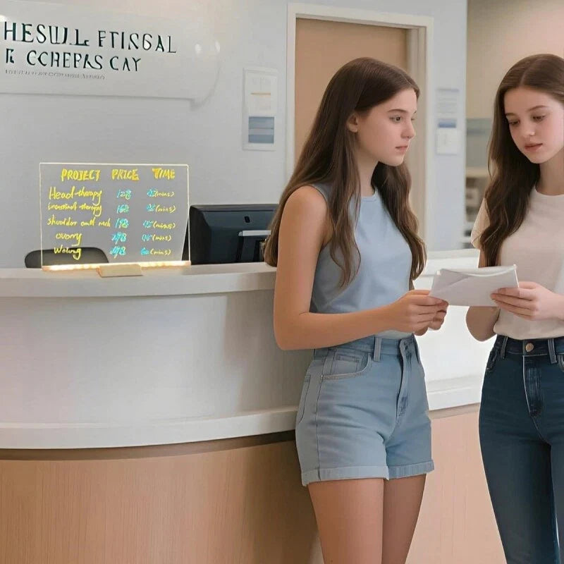 LED Message Note Board with Colors Acrylic Dry Erase Board with 7 Pens