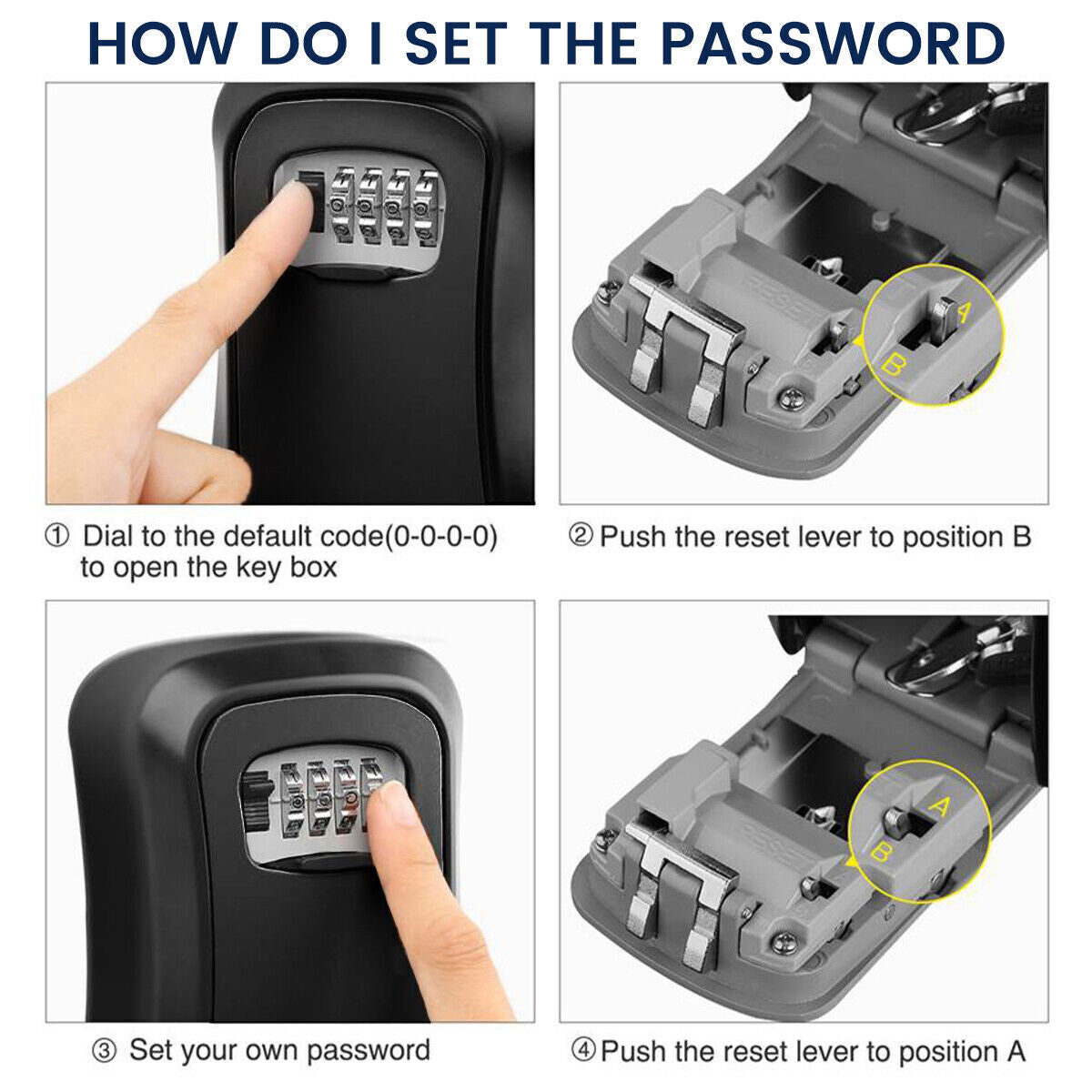 4 Digit Combination Lock Wall Mounted Key Safe Storage Box Security Home