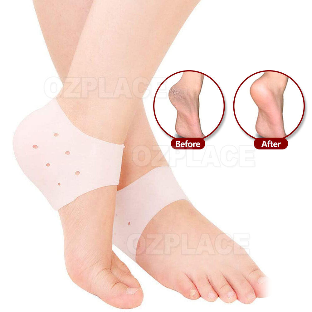 A Pair Silicone Gel Heel Socks Cracked Foot Skin Care Protector Sleeve Pain Relief