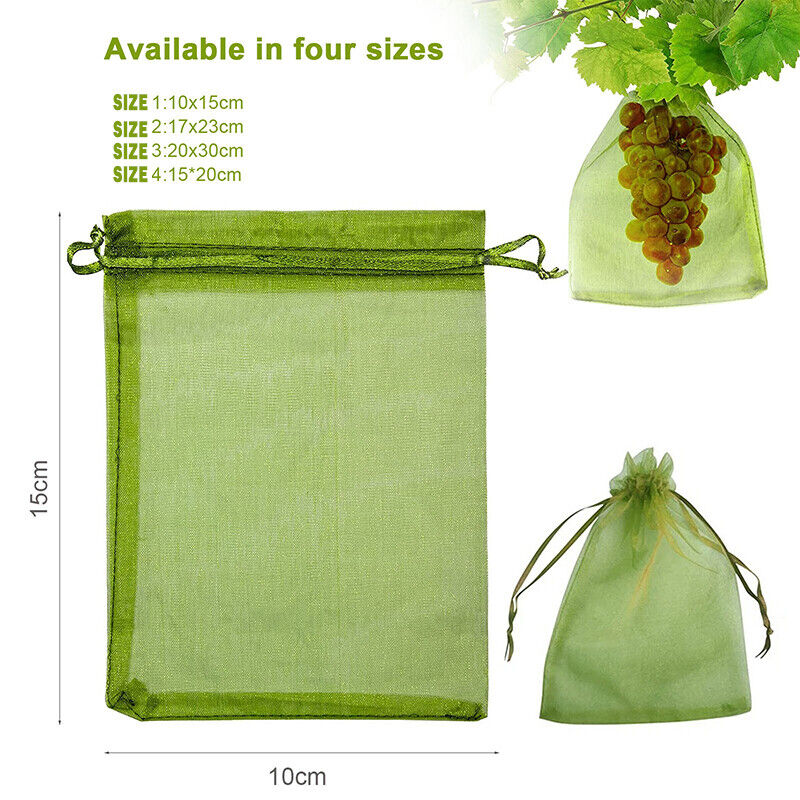 100x Fruit Net Bags Agriculture Garden Vegetable Protection Mesh Insect Proof