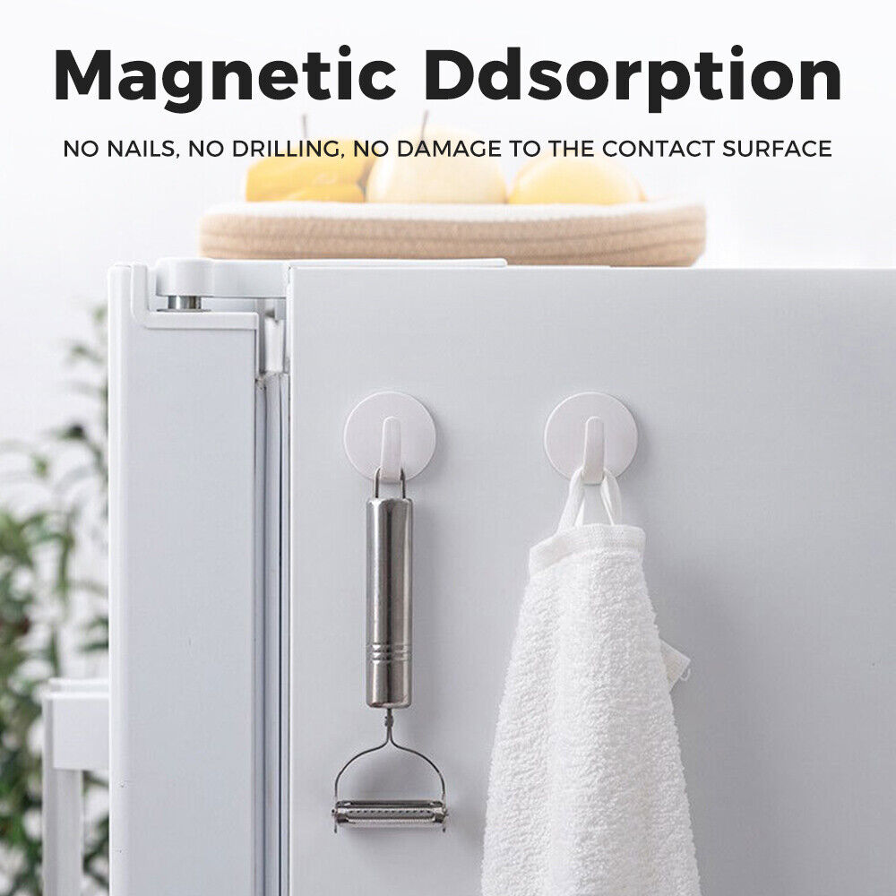 4pcs Magnetic Hooks Coat Hat Keys White Hanger Home Ornaments Organizer Supplies