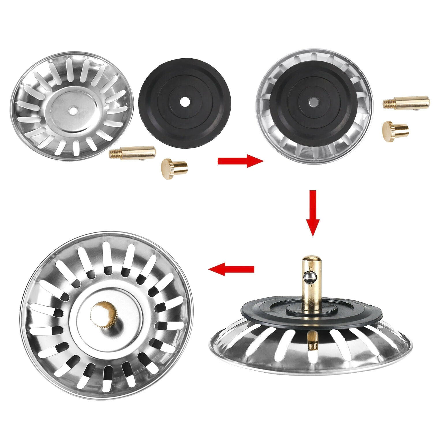 Free shipping-2PCS 8CM Stainless Steel Kitchen Sink Strainer Waste Plug Filter Drain Stopper