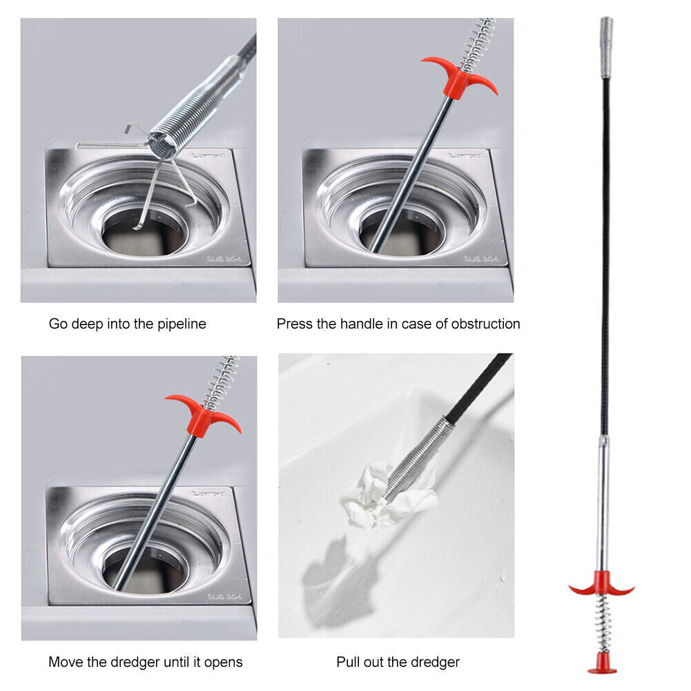 0.6M/2M Extra long Flexible Pick Up Tool Claw Retrieve Metal Drainage Cleaning Bend Spring