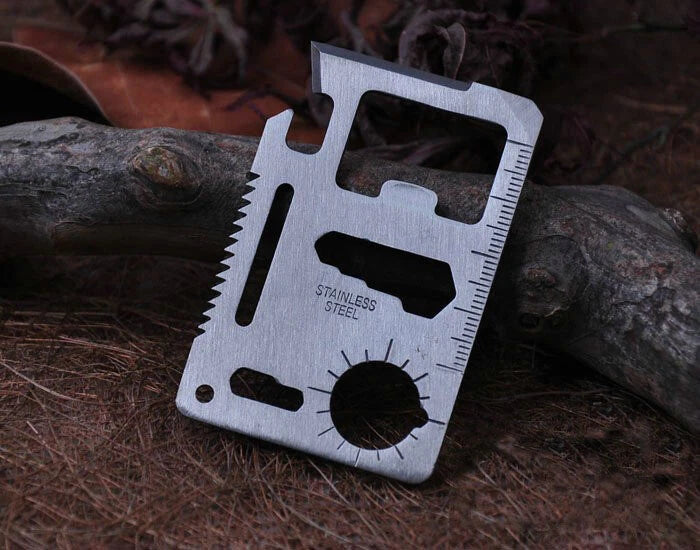 Credit Card 11-in-1 Survival Pocket Tool, Multi Function Portable Outdoor